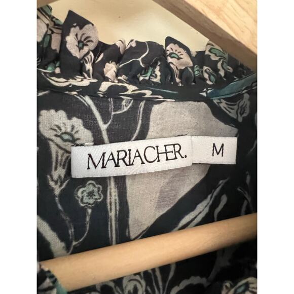 NWT Maria Cher Lugo Franca Maxi Dress Silk Cotton M Printed Pleat Placket Boho - Picture 4 of 9